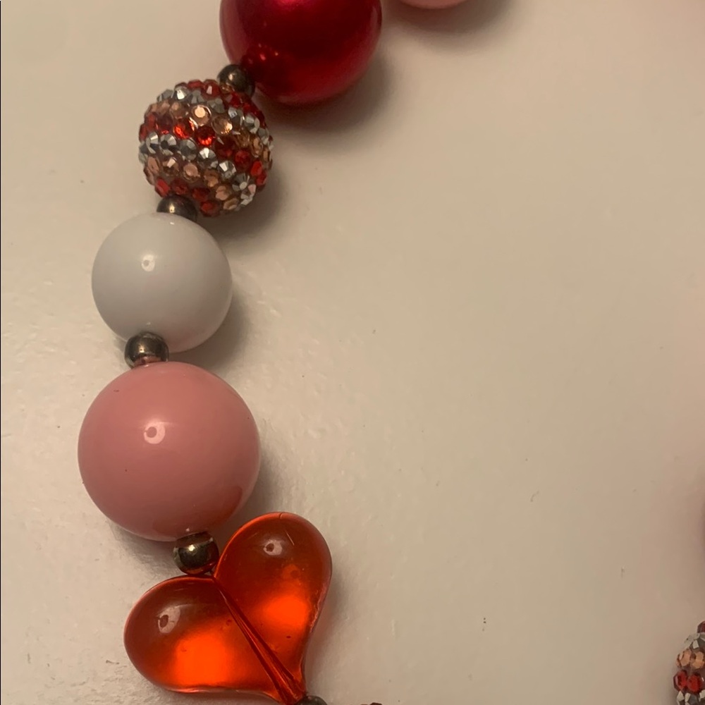 Pink and Red Beaded Necklace with Decorative Charm - Picture 5 of 8